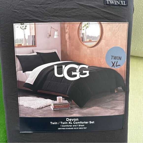 NWT UGG Twin/ Twin XL Devon Set Black - Picture 5 of 5